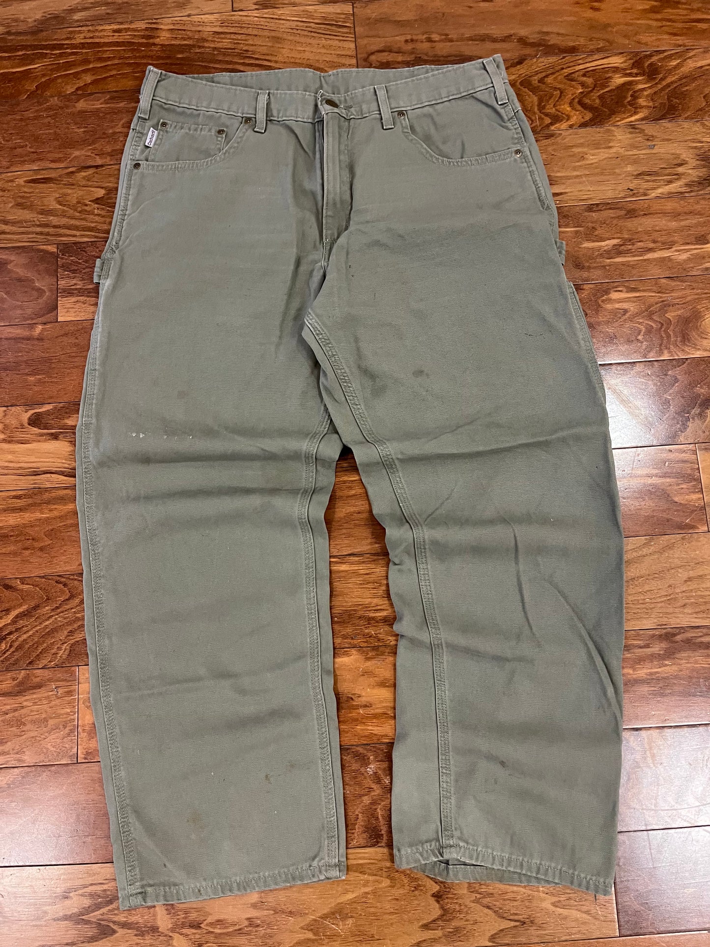 00s Carhartt Olive Green Carpenter Pants (35 x 30)