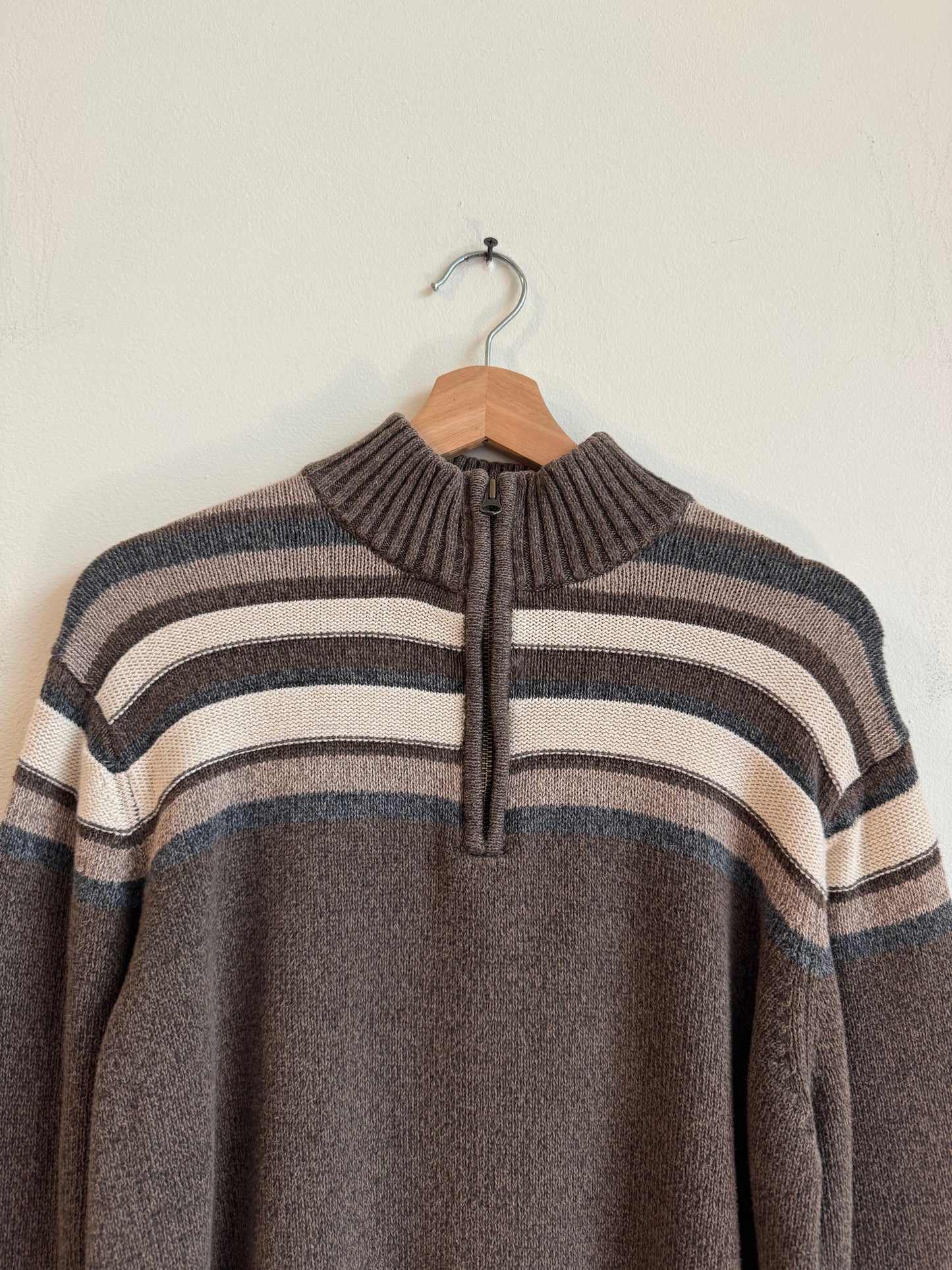 00s Dockers Striped Essential Quarter Zip Sweater (M)