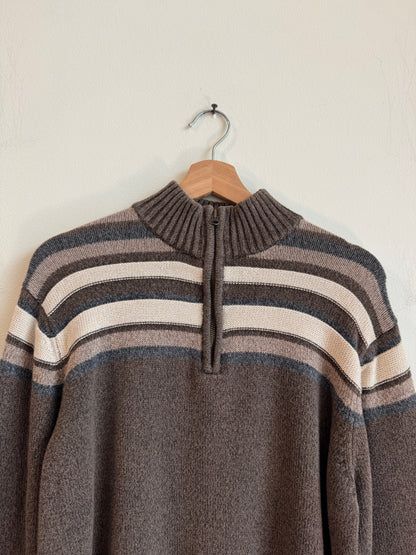 00s Dockers Striped Essential Quarter Zip Sweater (M)