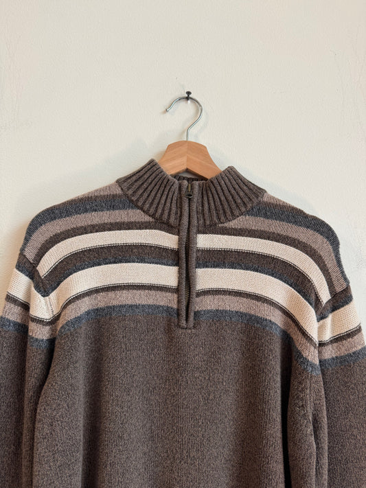 00s Dockers Striped Essential Quarter Zip Sweater (M)