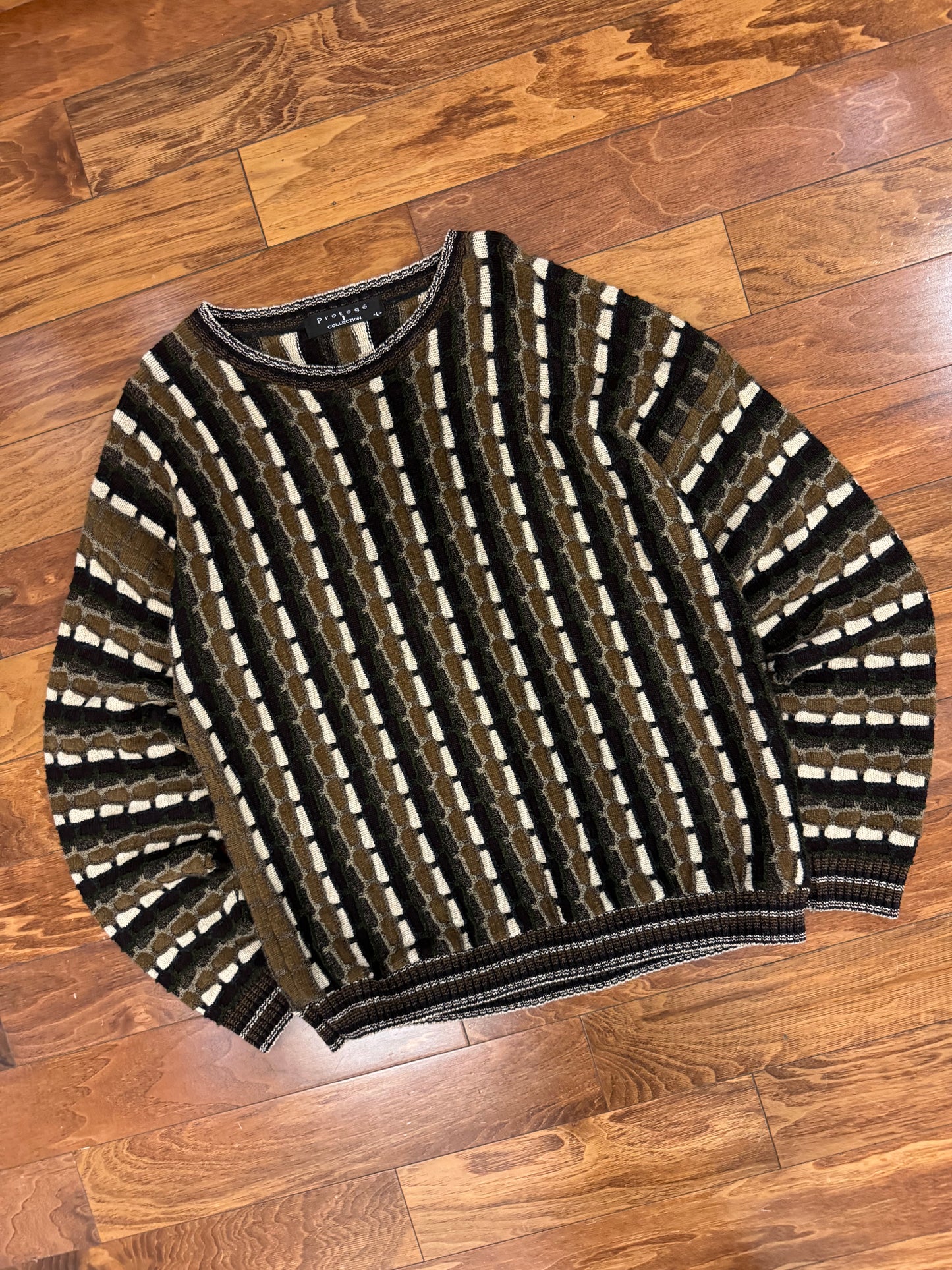 90s Protege 3D Knit Brown Sweater (L)