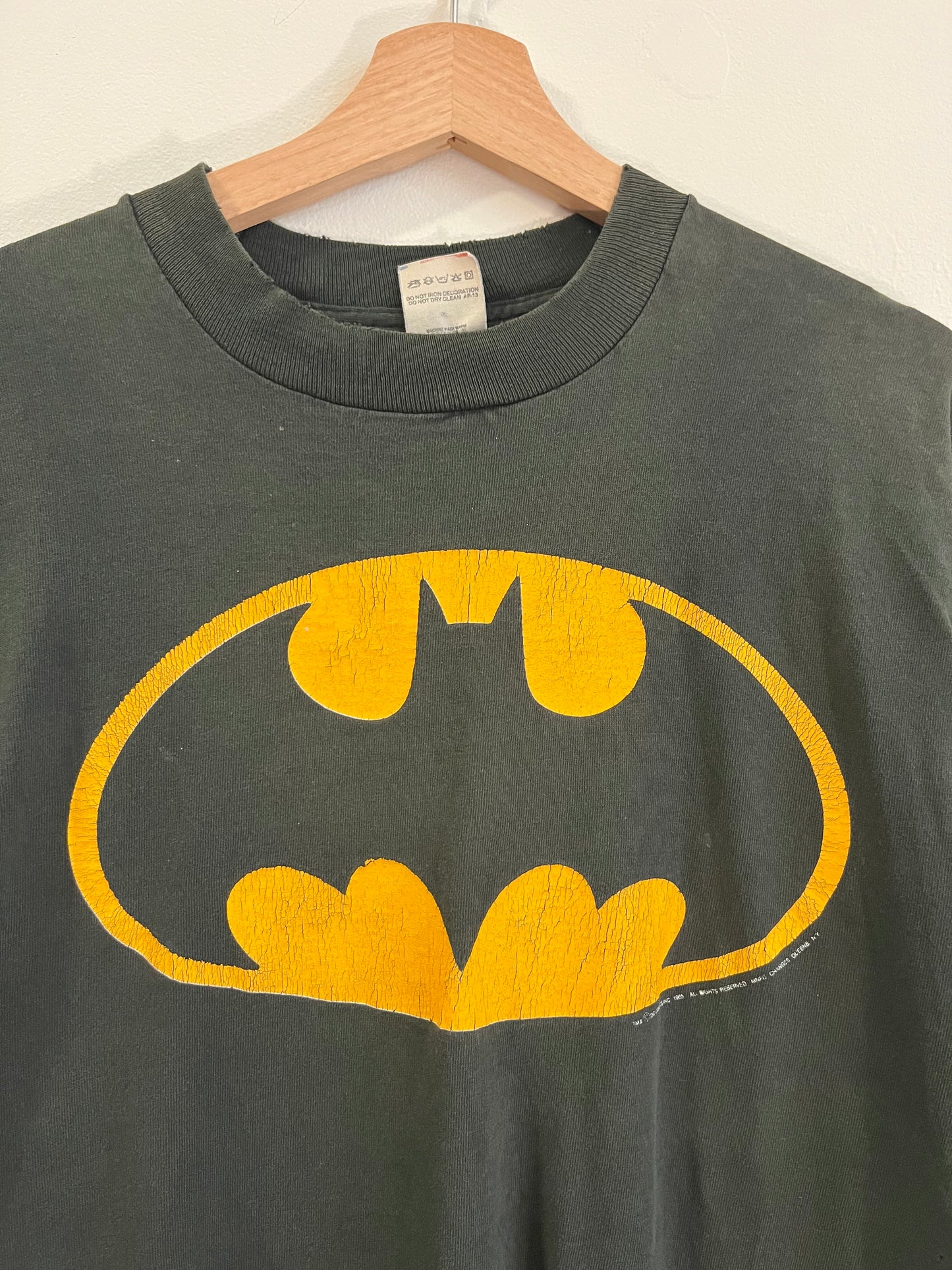 1985 Batman DC Comics Superhero Distressed Faded Tee (L)