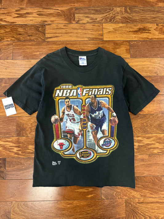 1998 Chicago Bulls v Utah Jazz Vintage NBA Finals Cropped Tee (M)