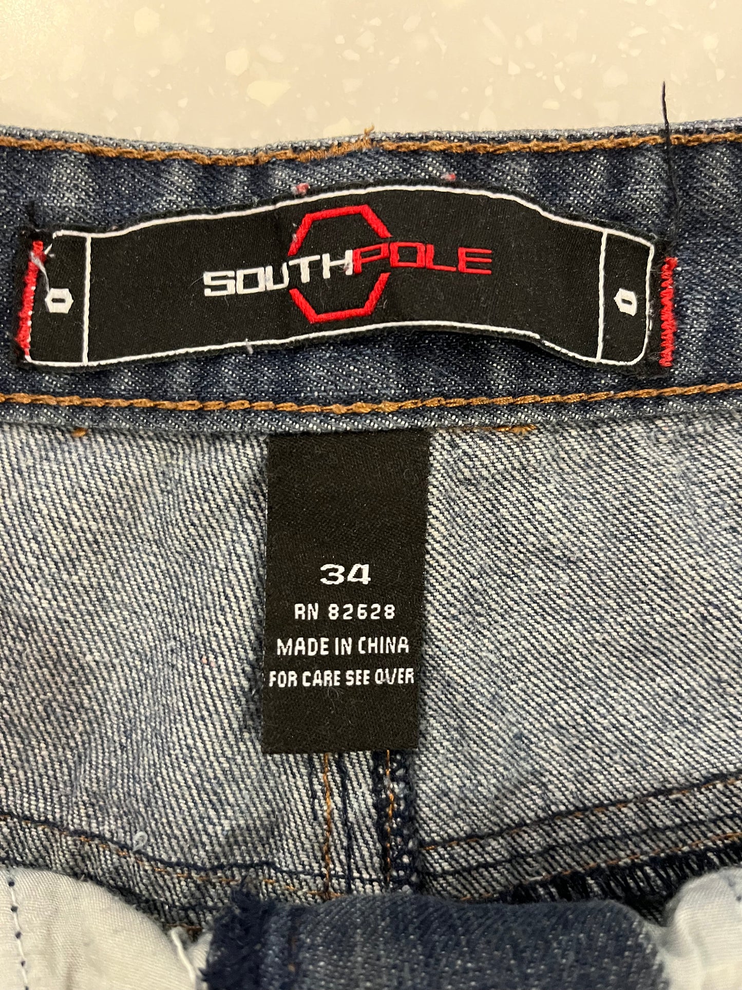 00s South Pole Baggy Dark Wash Shorts (34)