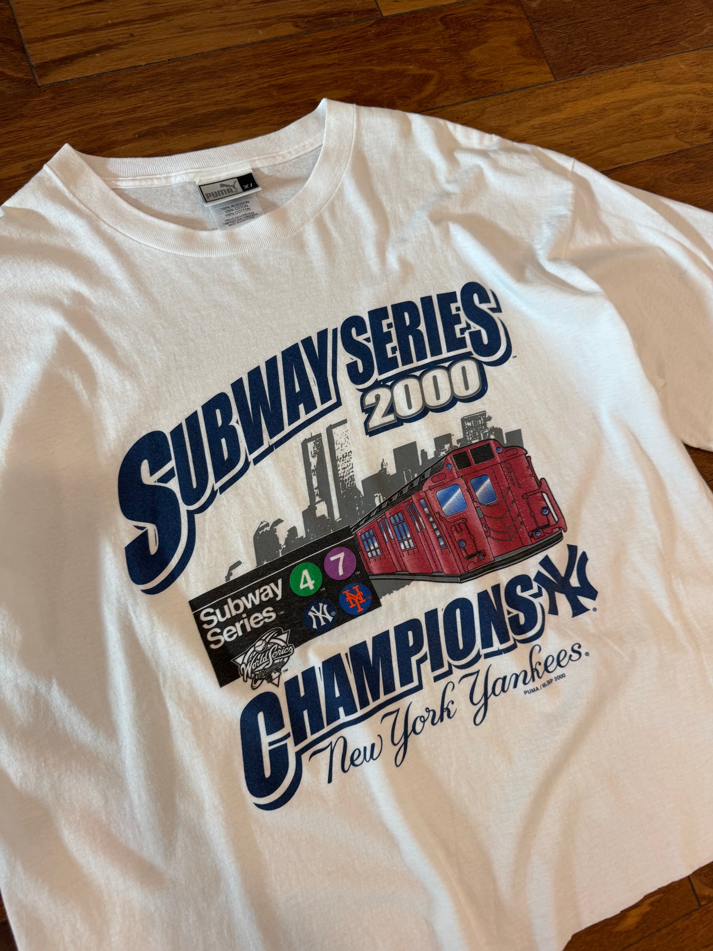 2000 New York Yankees Subway Series Vintage Puma MLB Cropped Tee (XL)