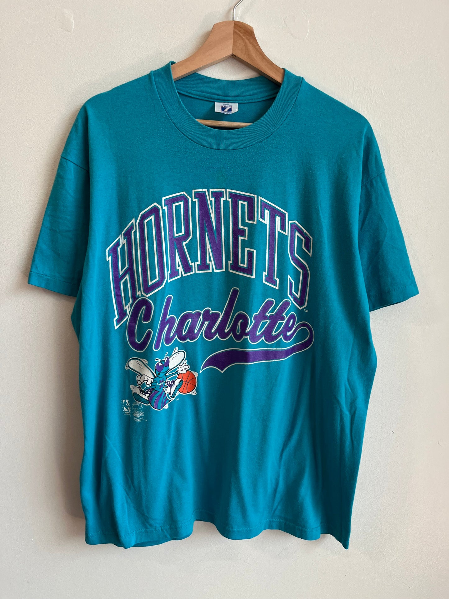 90s Charlotte Hornets Logo 7 Teal Tee (XL)