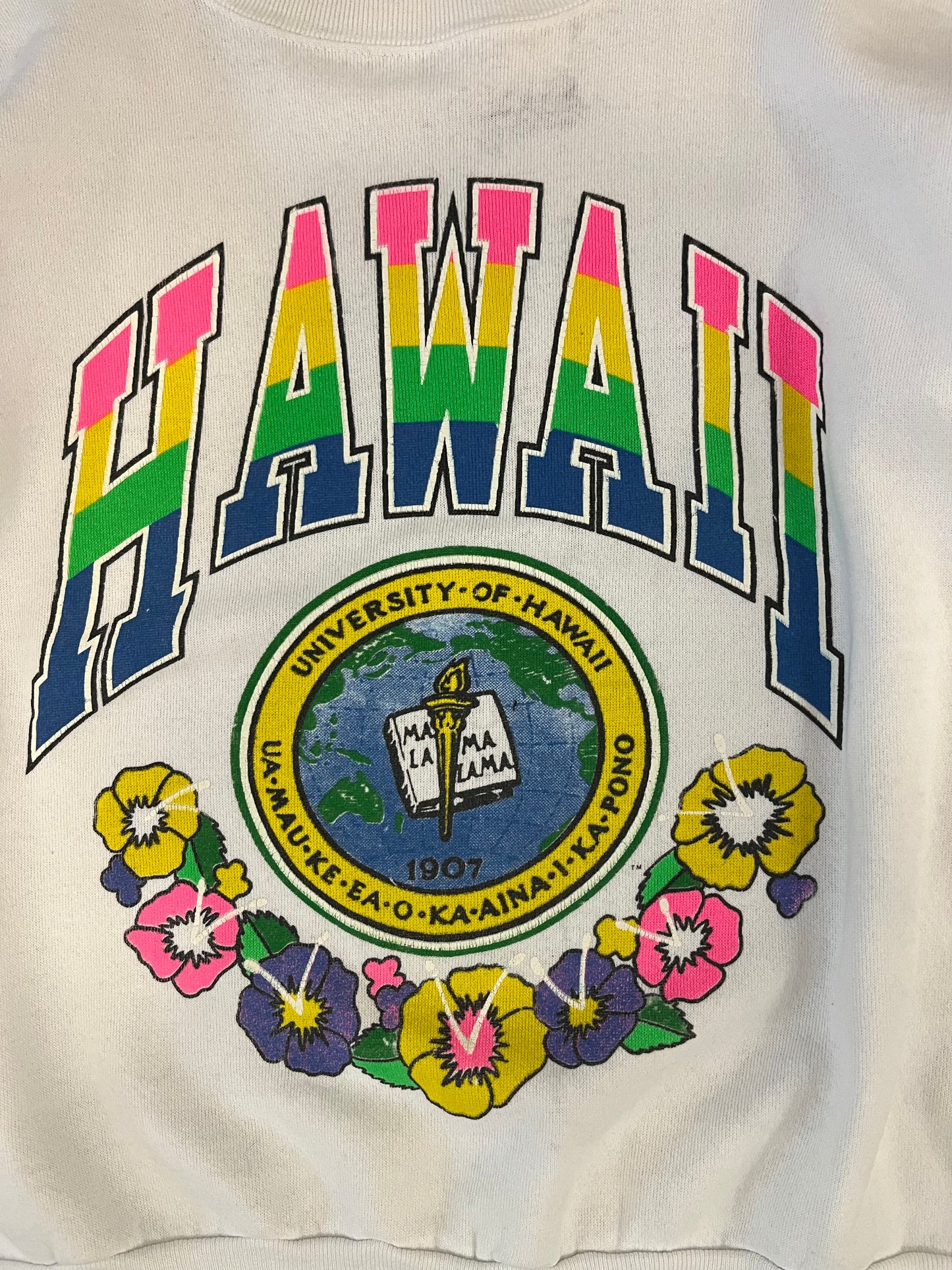 80s Hawaii College White Crewneck (L)