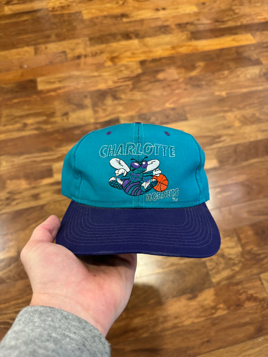 90s Charlotte Hornets Teal Hugo Logo Hat (OS)
