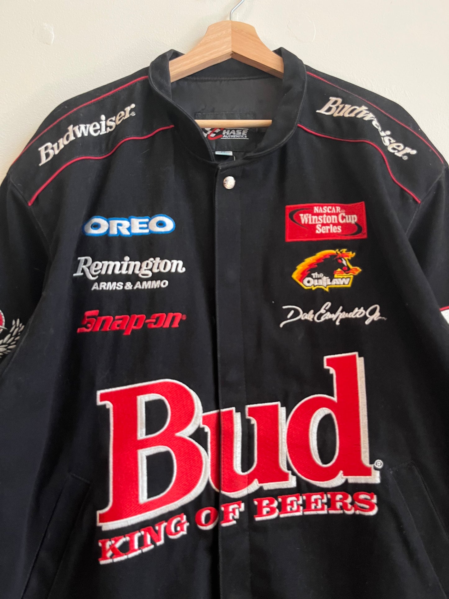 90s Nascar Dale Jr Budweiser “King of Beers” Racing Jacket (XL)