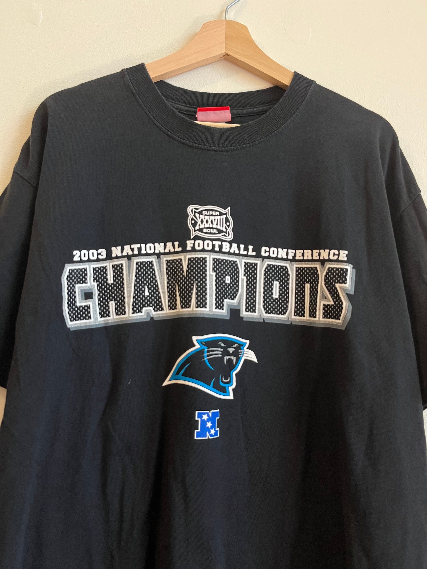 2003 Carolina Panthers Super Bowl NFL Conference Champions Black Tee (XL)