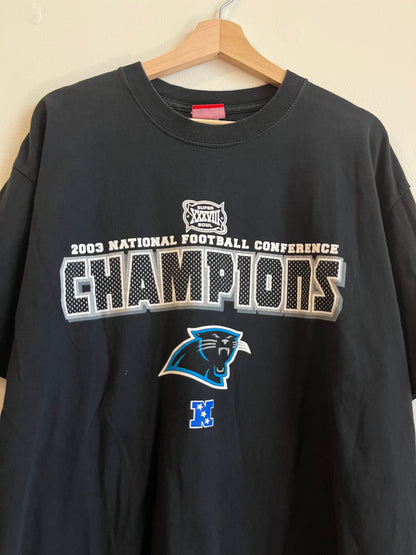 2003 Carolina Panthers Super Bowl NFL Conference Champions Black Tee (XL)