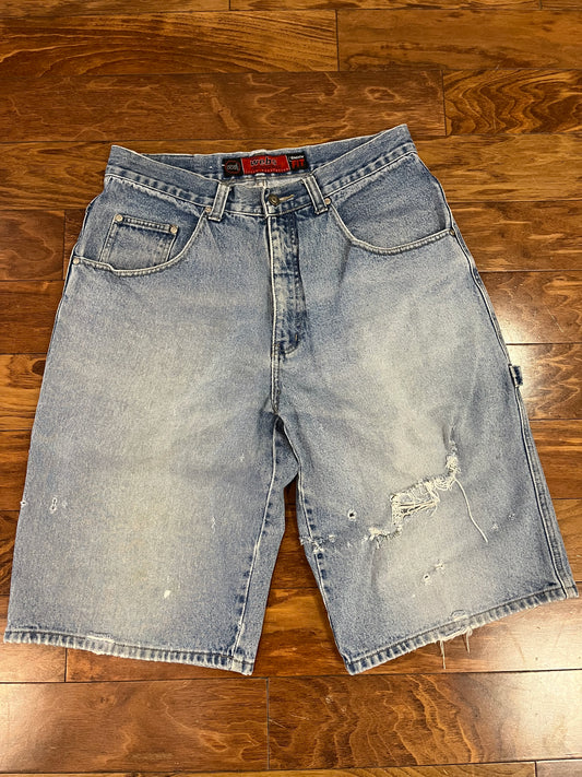00s Webs Baggy Distressed Jean Shorts (34)