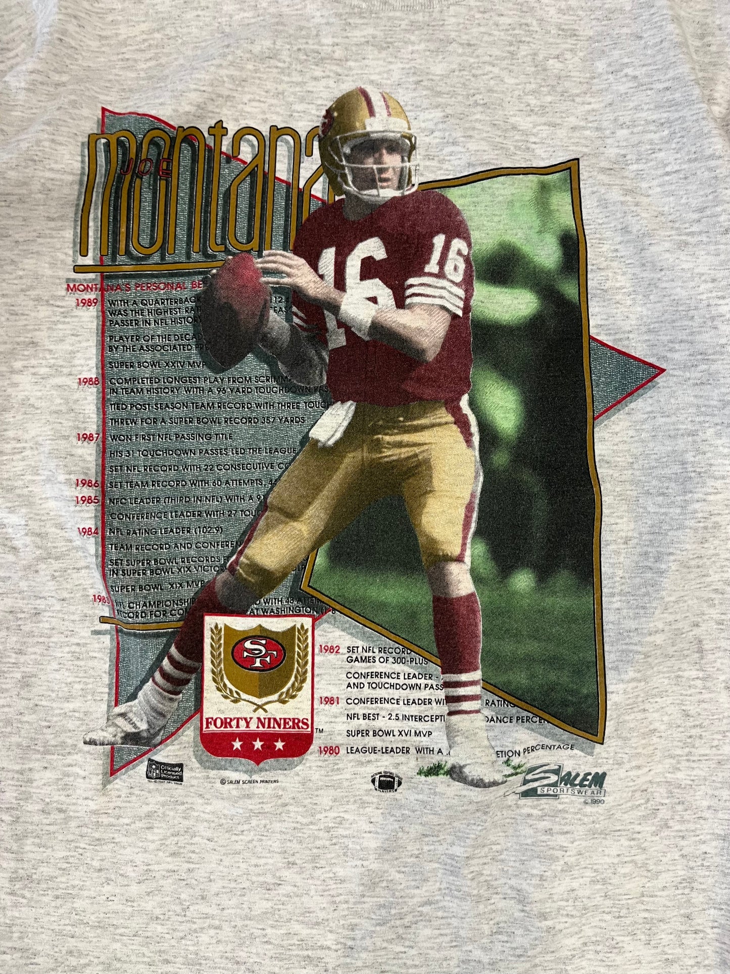 1990 49ers Joe Montana Salem Tee (L)