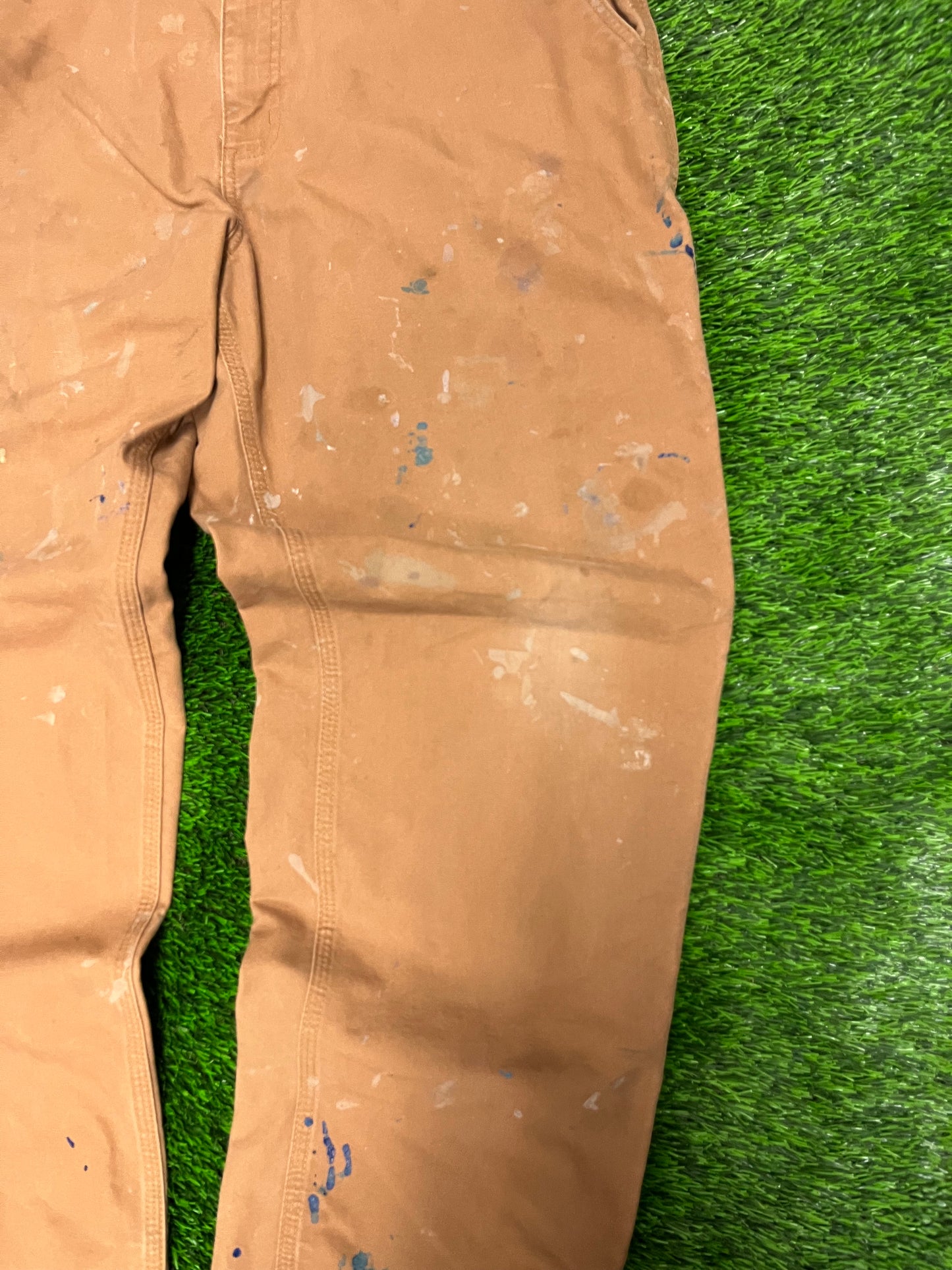 Carhartt Dark Tan Paint Splatter Workwear Pants (38 x 32)
