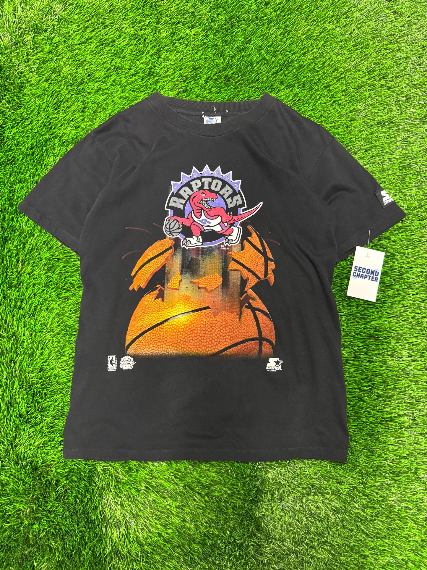 90s Toronto Raptors Shattered Basketball Vintage Starter Tee (S)