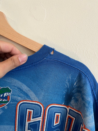 2010s Florida Gators UF Distressed AOP Blue Tee (XXL)