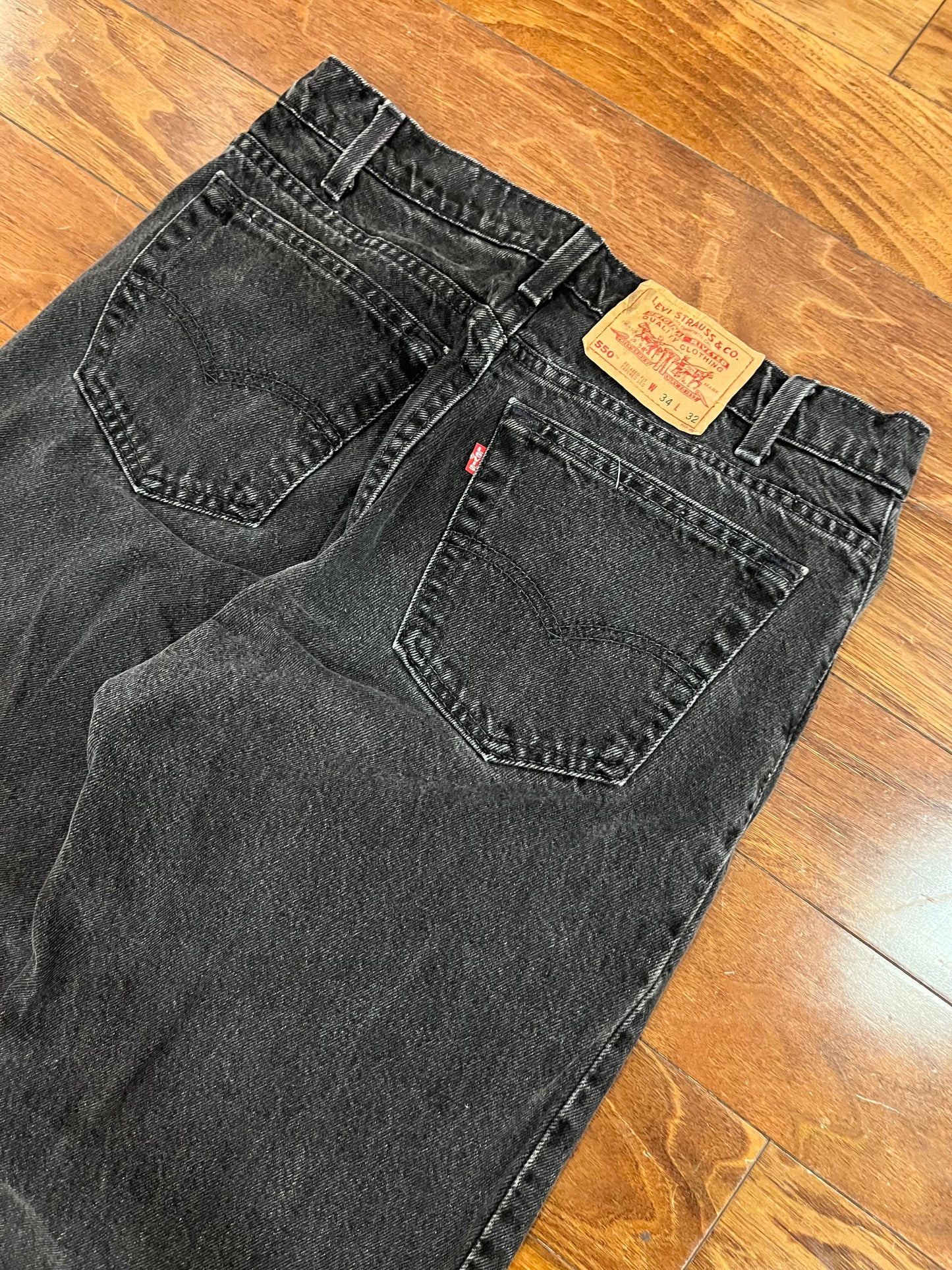 1993 Levi's 550 Faded Black Jeans (32 x 32)