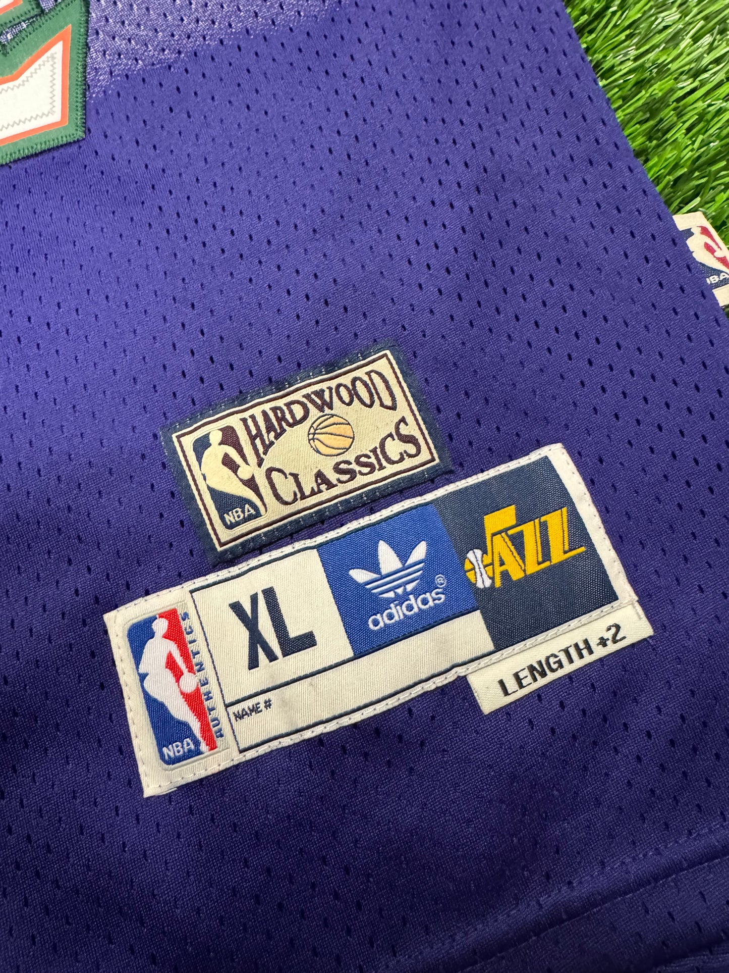 Utah Jazz Karl Malone #32 Adidas Hardwood Classics Purple Mountain NBA Jersey (XL)