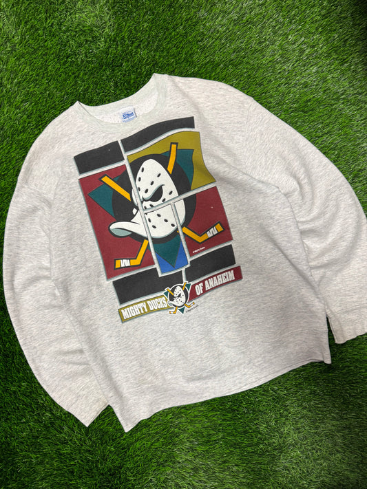 90s Mighty Ducks Vintage Salem Hockey Stained Crewneck (L)