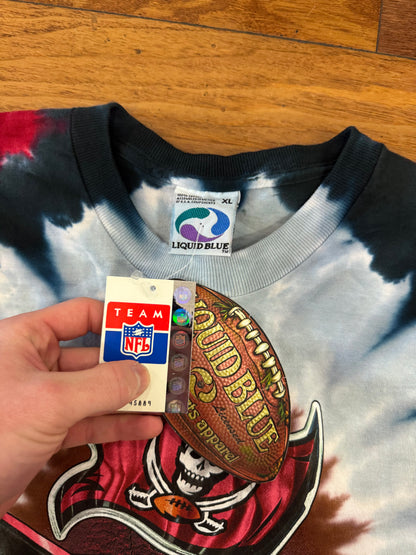 Tampa Bay Buccaneers Vintage Liquid Blue Tie Dye Deadstock Tee (XL)