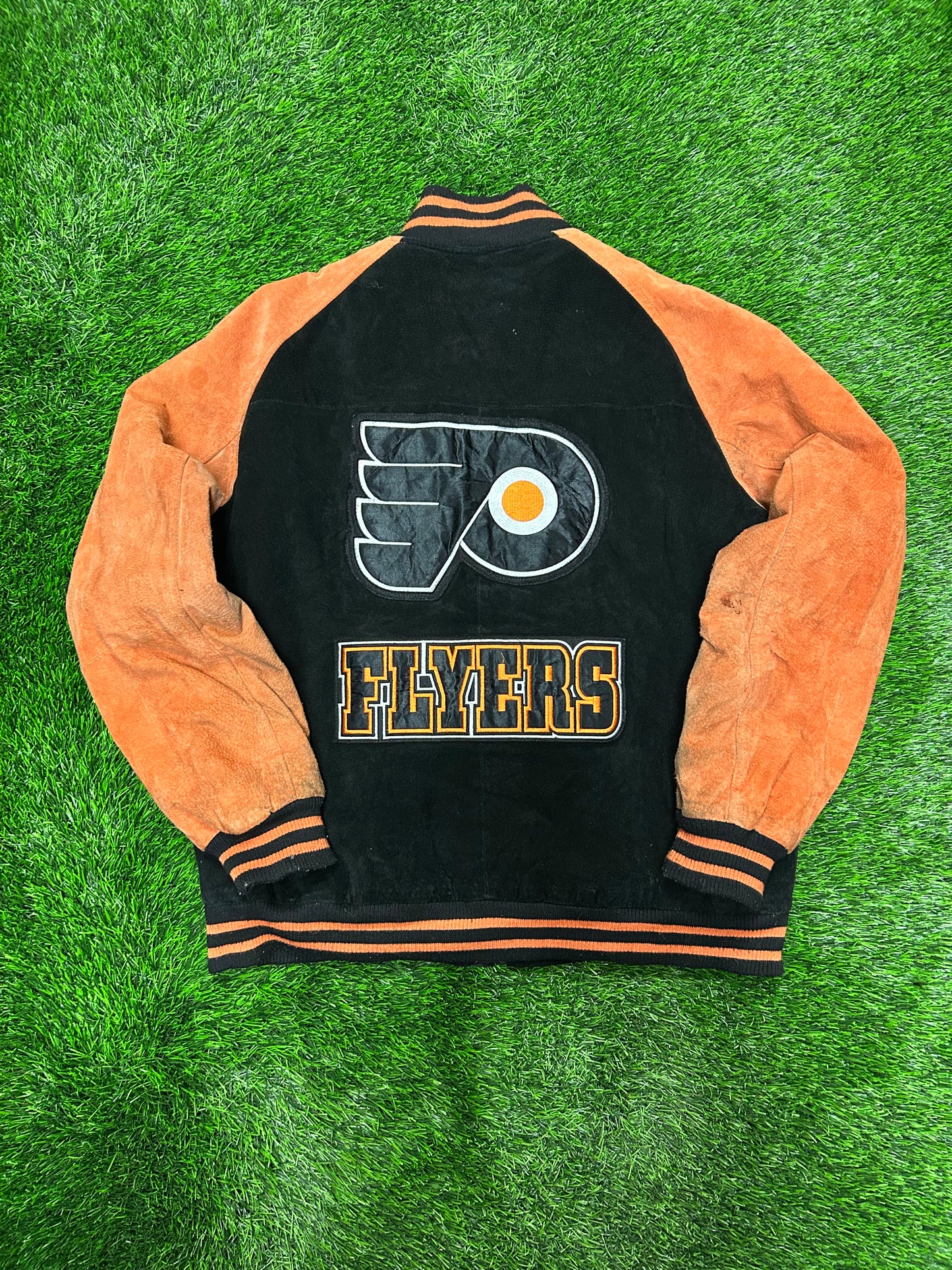 00s Philadelphia Flyers Vintage Suede Stained NHL Jacket (L)
