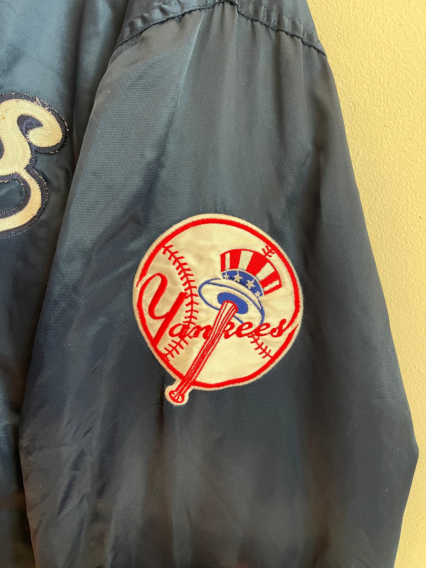 90s New York Yankees Script Starter Satin Jacket (M)