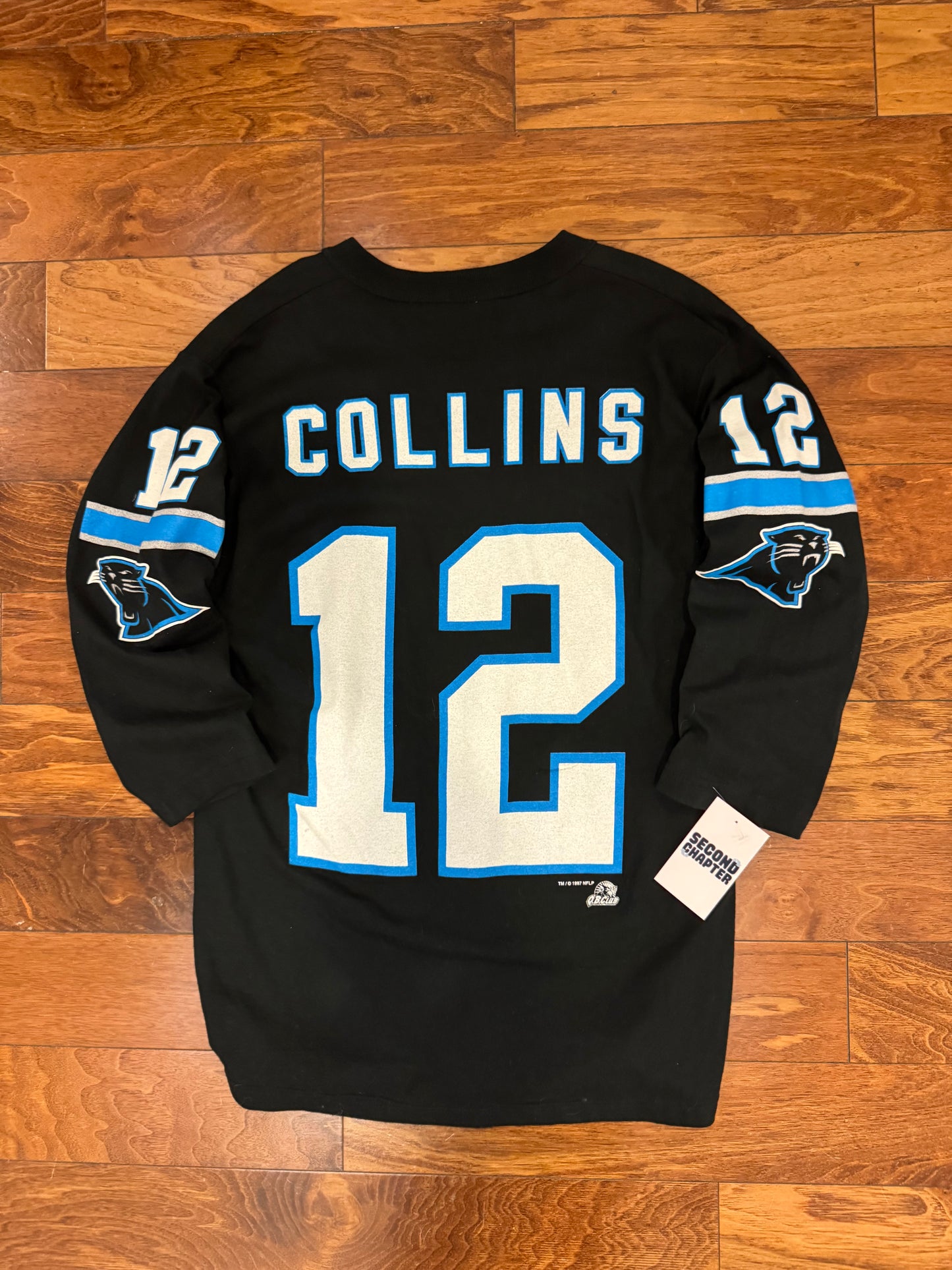 1997 Carolina Panthers Kerry Collins #12 Quarter Sleeve Shirt (L)