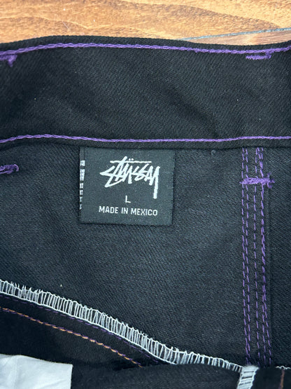2010s Stussy Black & Purple Jean Shorts (34)
