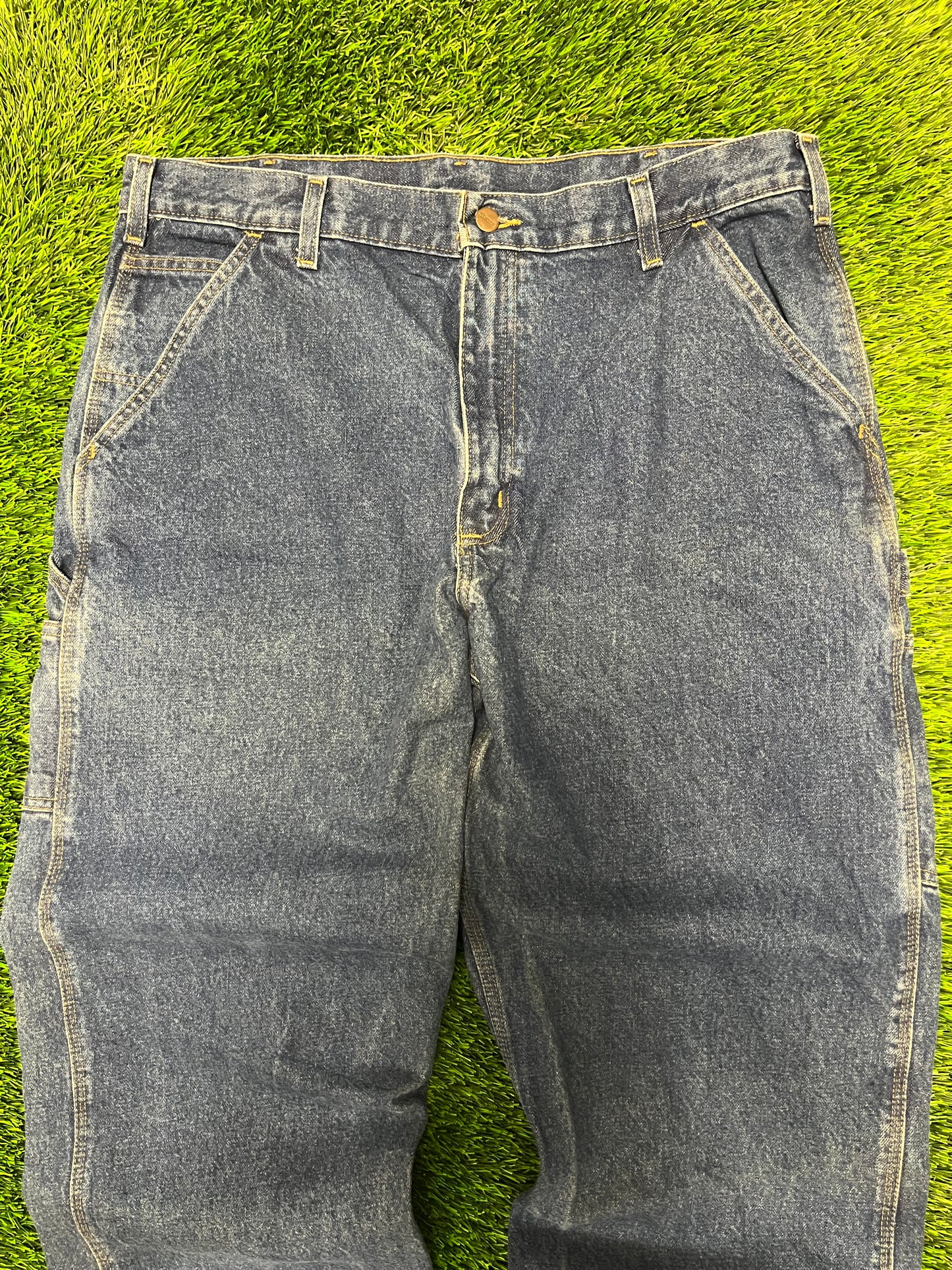 2008 Carhartt Dark Blue Denim Carpenter Jeans (38 x 30)