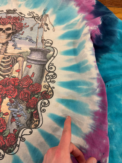 1995 Grateful Dead "Skeleton & Roses" Vintage Band Tie Dye Long Sleeve (XL)