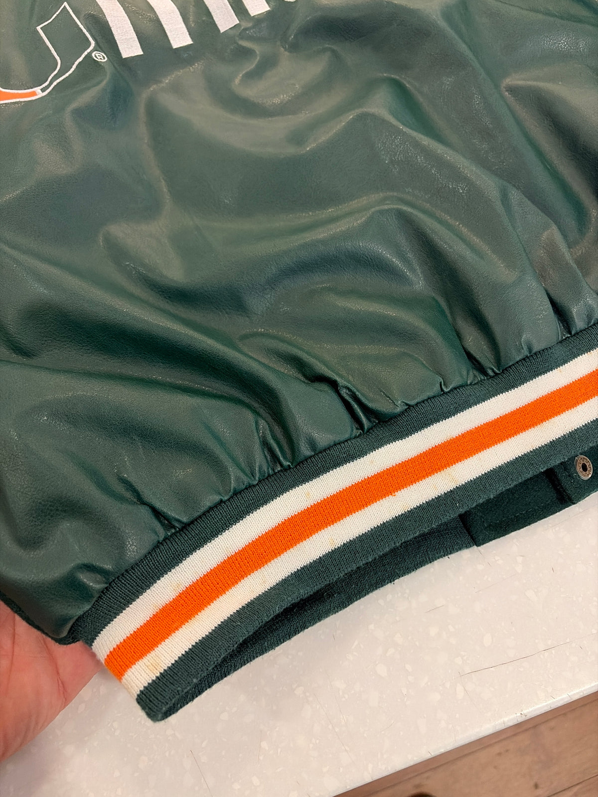 90s University of Miami Hurricanes Steve & Barry's Letterman Jacket (L)