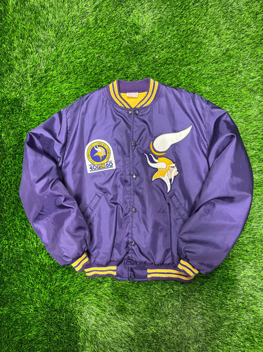 1989 Minnesota Vikings 20th Anniversary Vintage Birdie Satin Jacket (L)