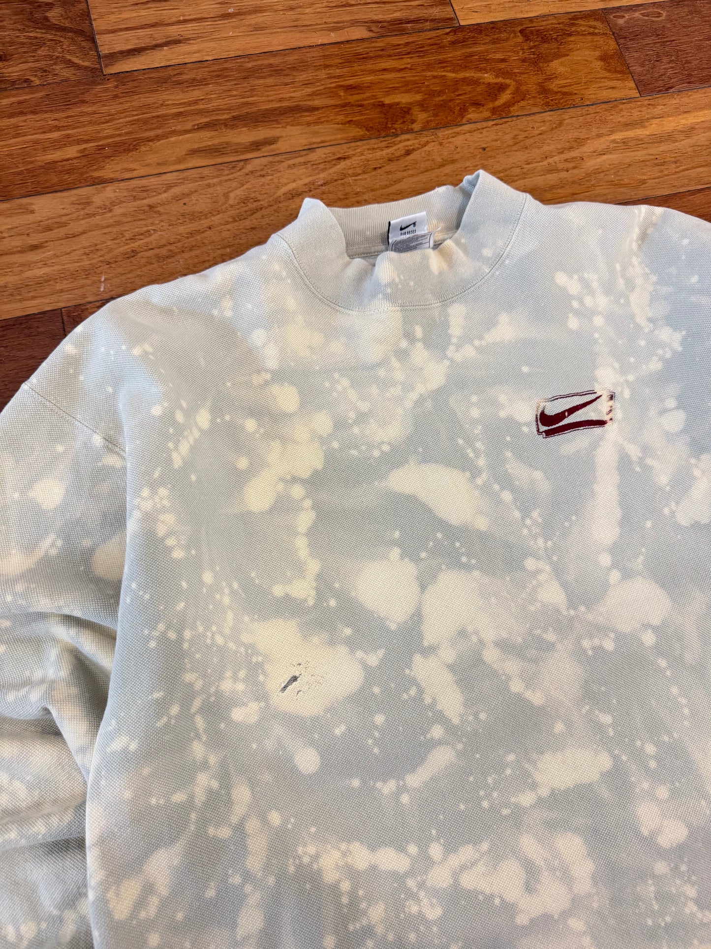 90s Nike Bleach Dye Mock Neck Distressed Crewneck (XL)