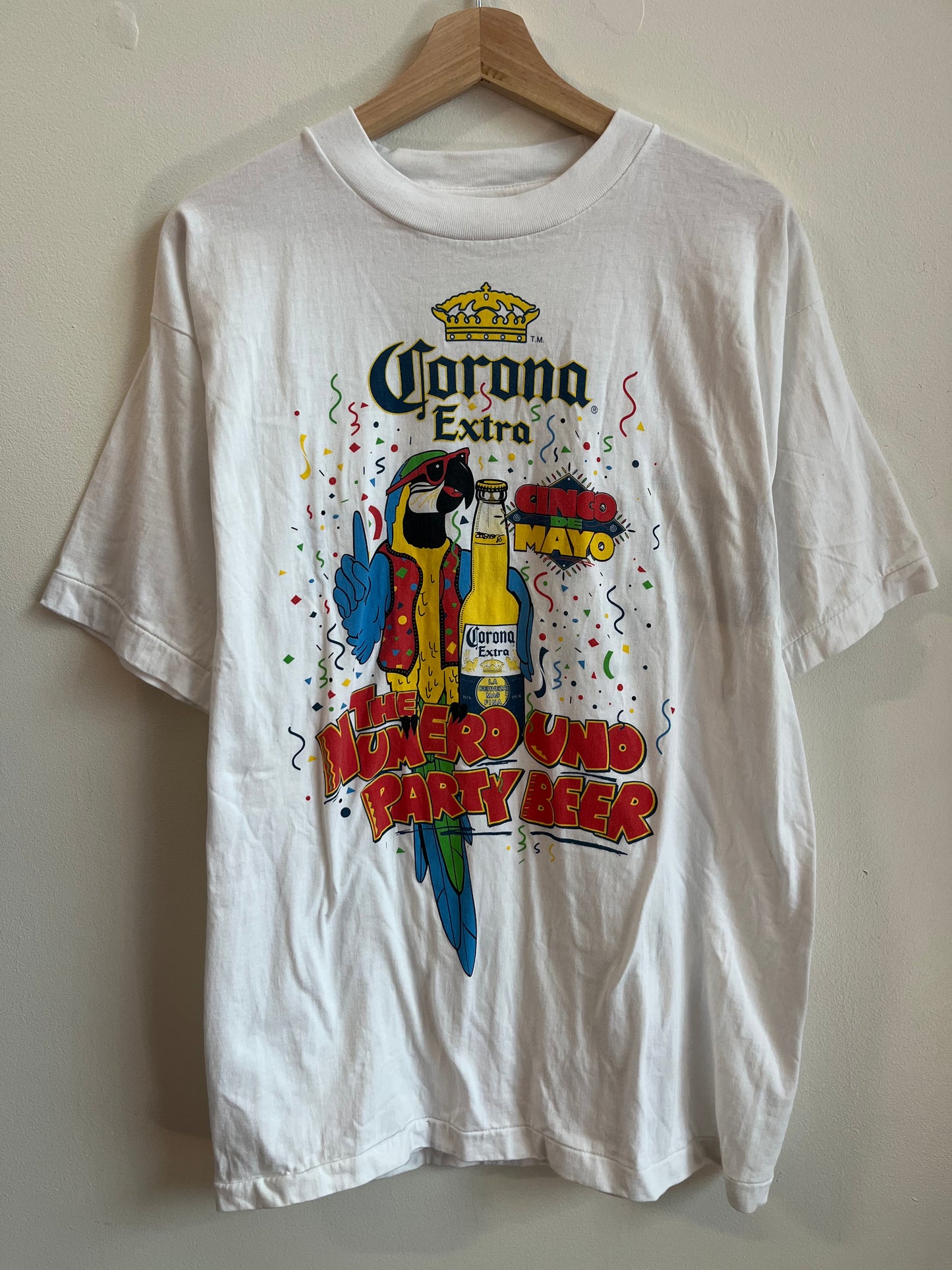 90s Corona Alcohol Beer Cinco de Mayo Parrot Promo Tee (L)