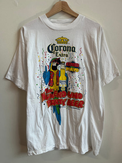 90s Corona Alcohol Beer Cinco de Mayo Parrot Promo Tee (L)