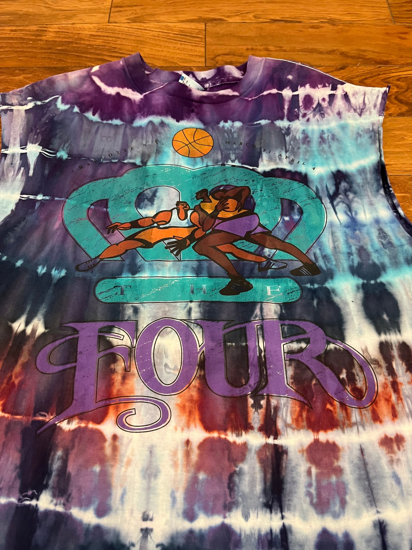 1994 Charlotte Final Four Adidas Tie Dye Cut Off Tank Top Tee (L)