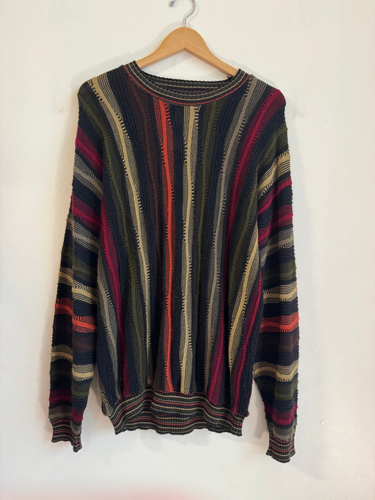 90s Protege 3D Knit Striped Sweater (L)