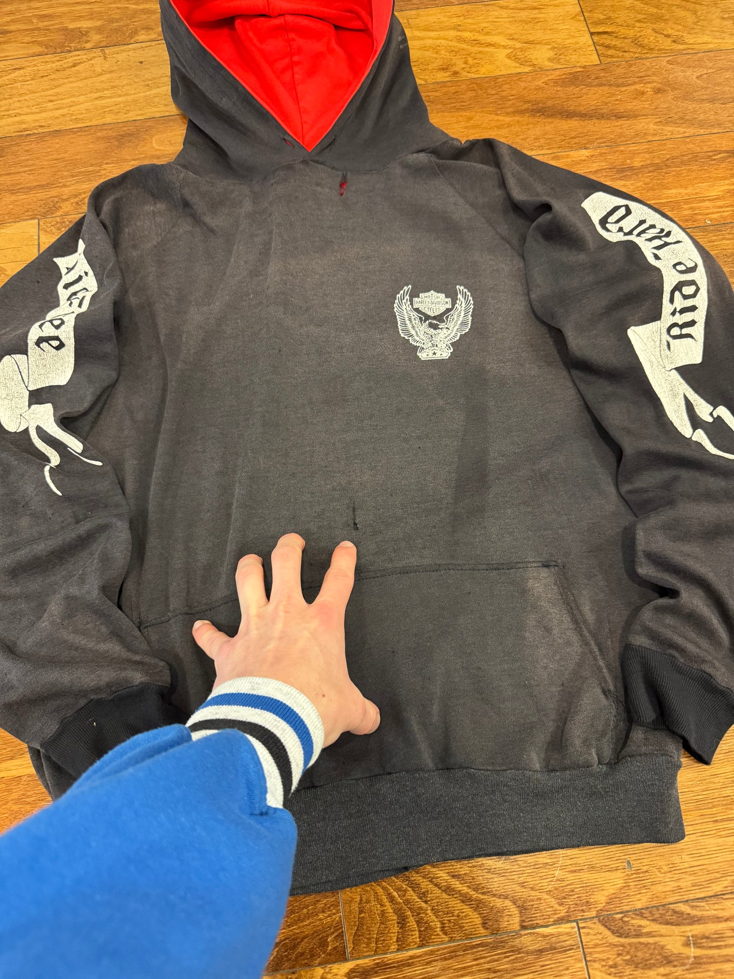 70s Harley Davidson Vintage Faded Distressed Grail Hoodie (M)