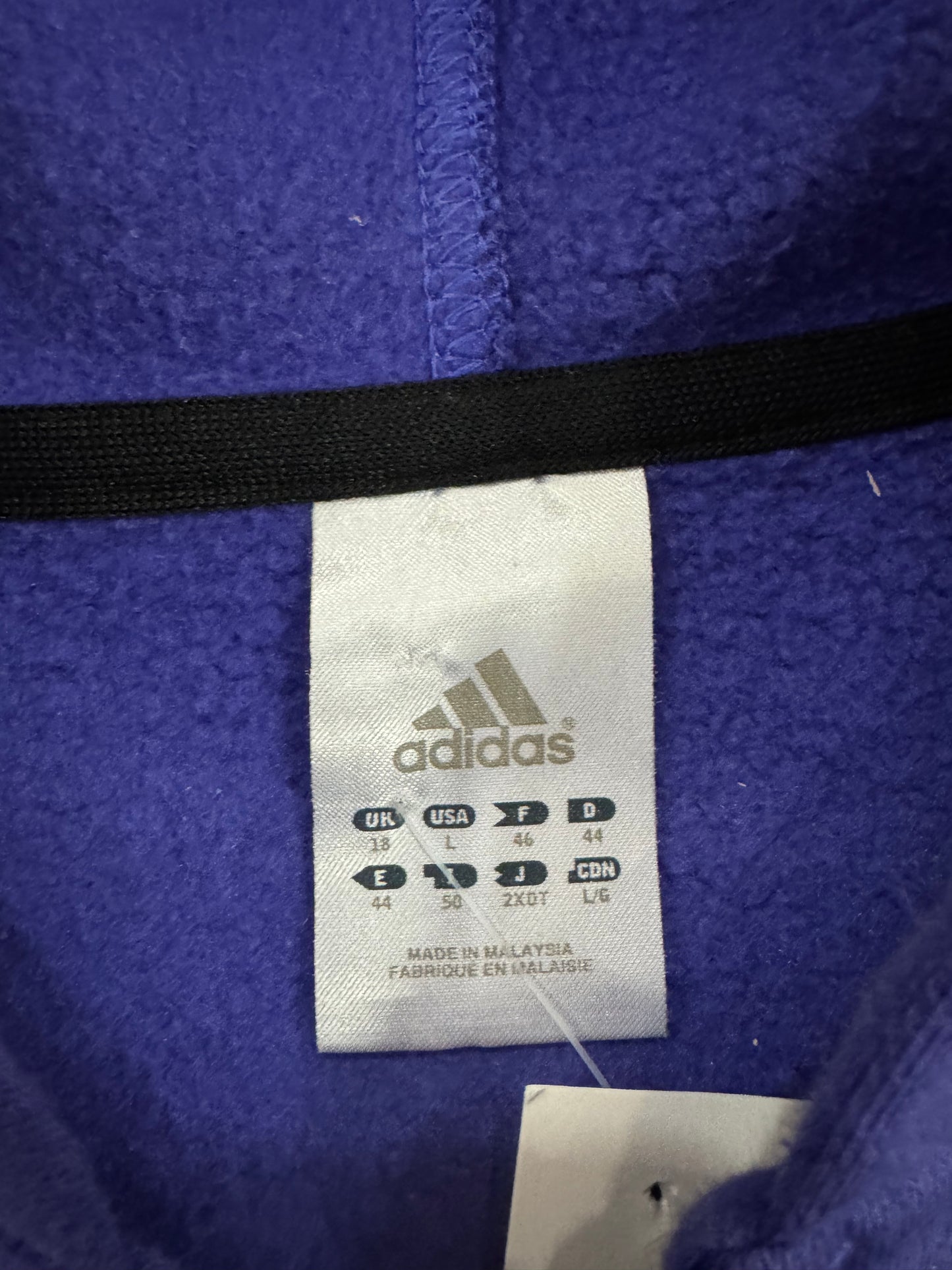 00s Adidas Purple Striped Full Zip Hoodie (L)