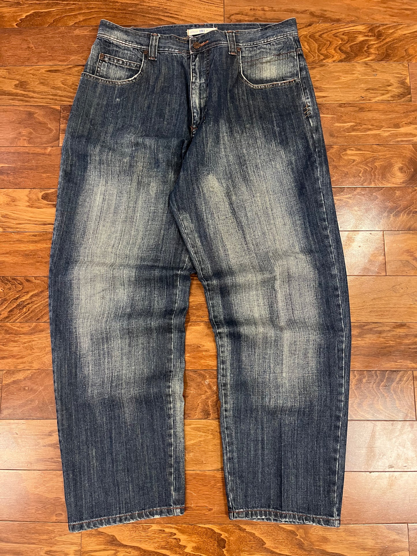 00s Royal Blue Washed Baggy Jeans (38x32)
