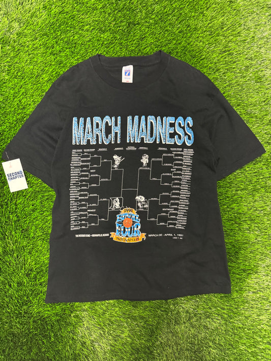 1991 NCAA March Madness Vintage Final Four (Duke, UNLV, Kansas, UNC) Indianapolis Tee (L)