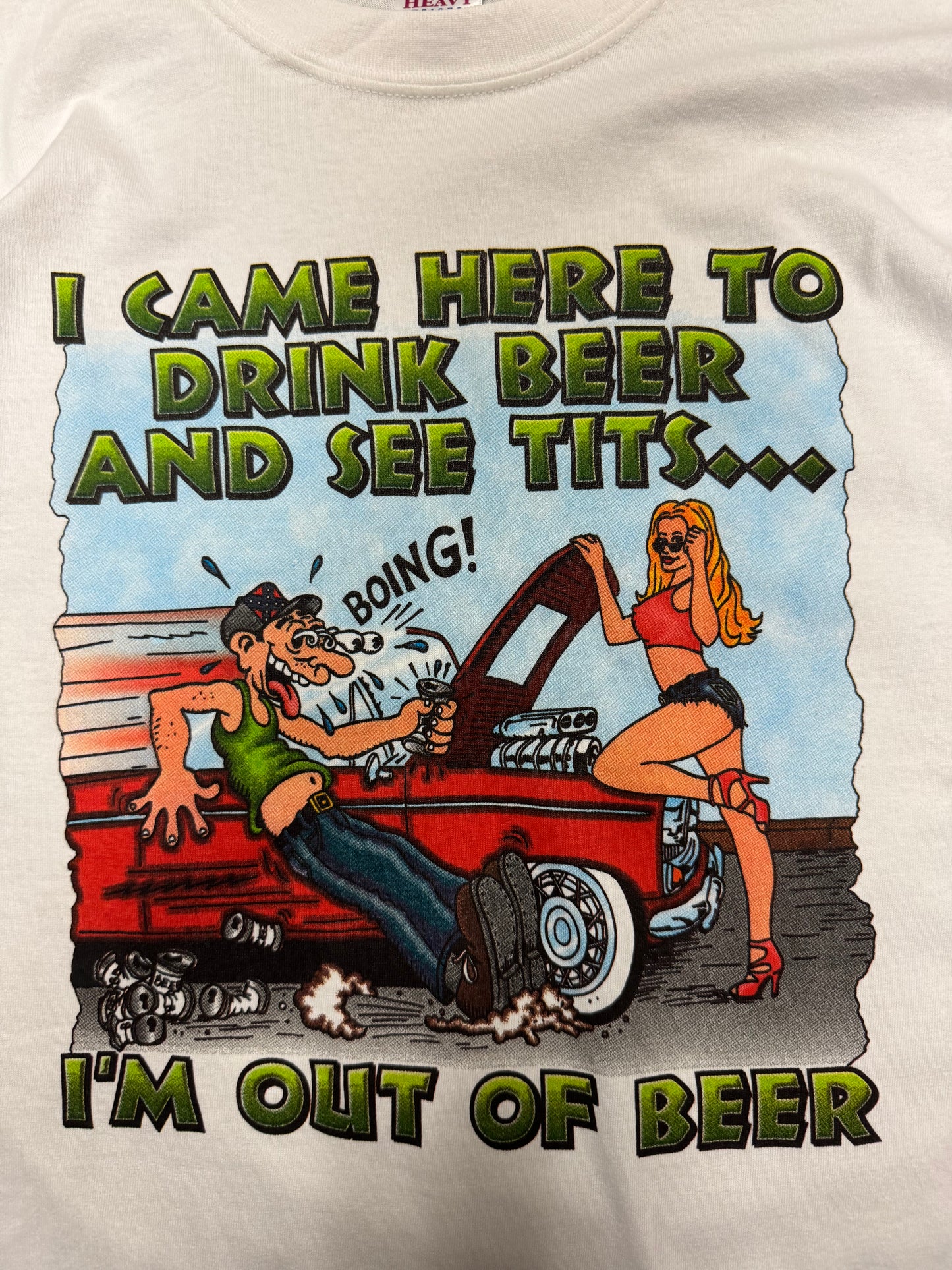 90s "I Came Here To Drink Beer and See Tits" Parody Tee (L)