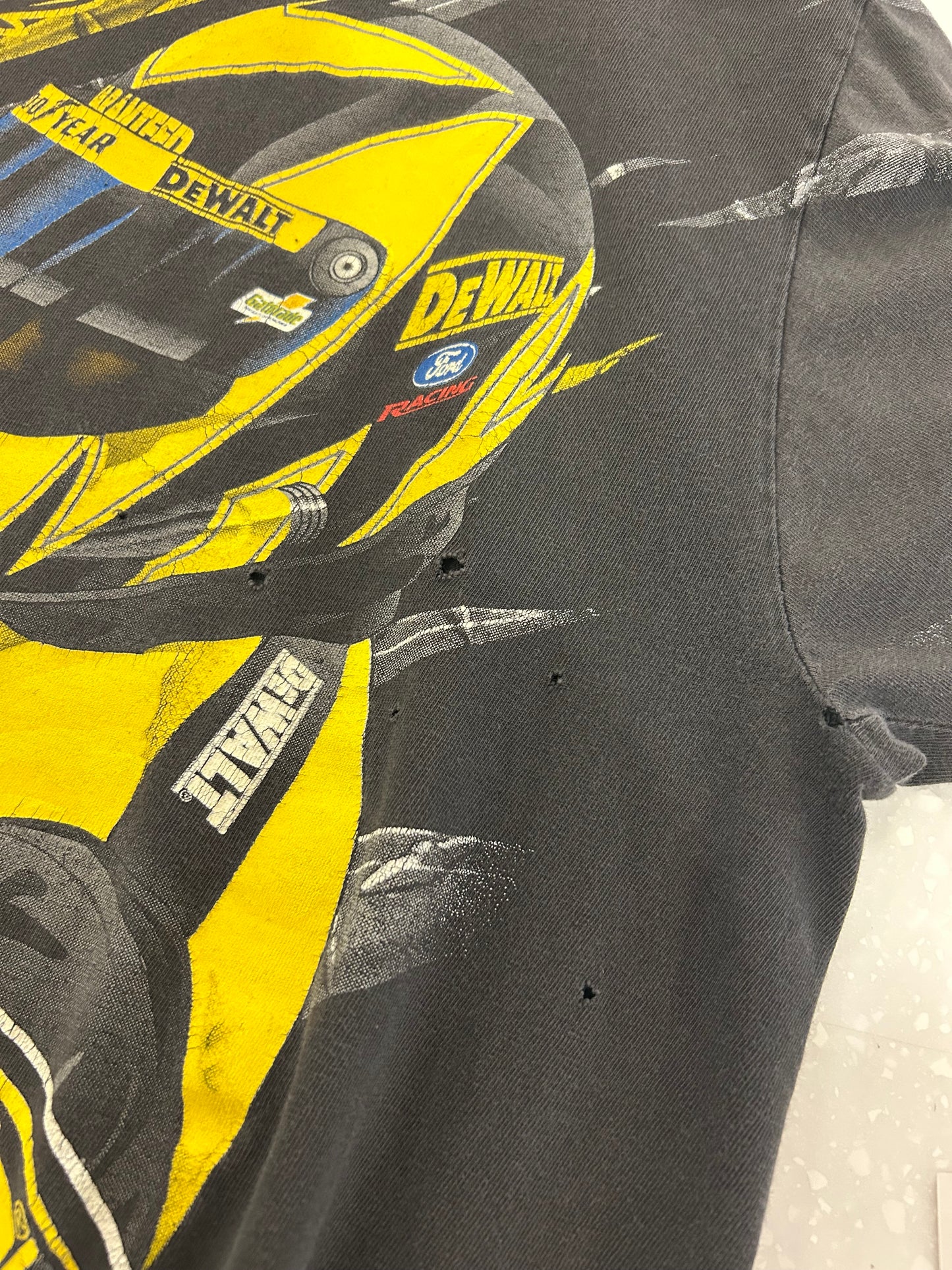 00s Nascar Dewalt Faded Black Boxy AOP Tee (XL)