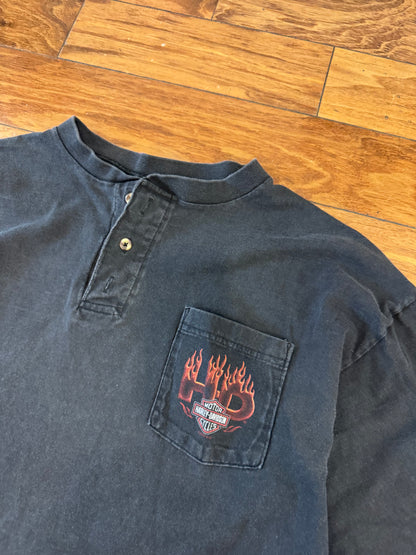 2005 Harley Davidson Daytona Henley Flames Tee (XL)