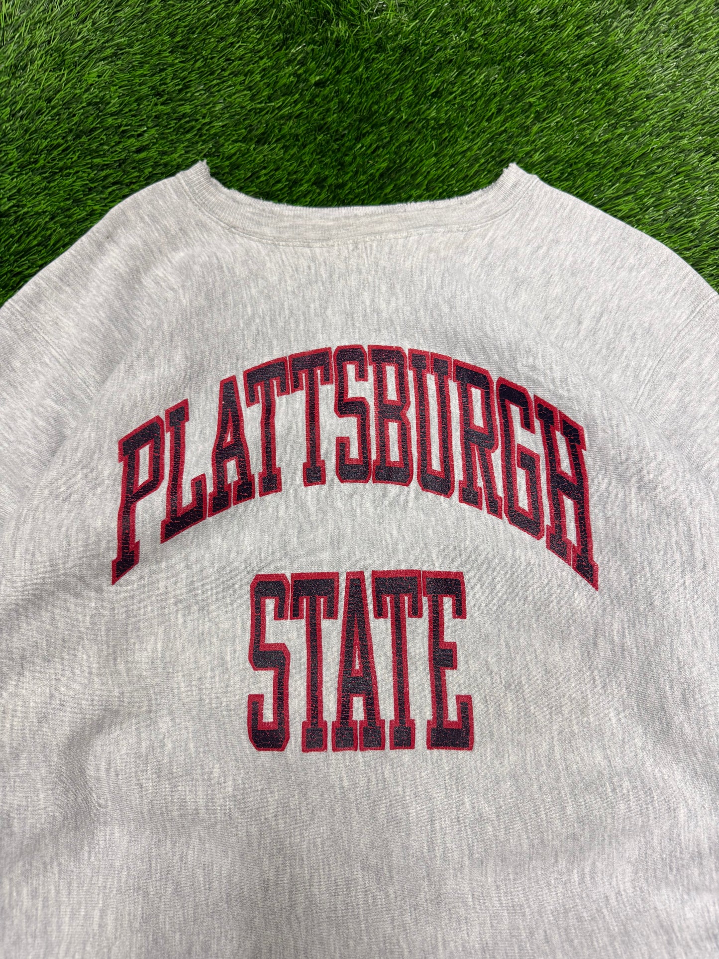 90s Plattsburgh State University Spell Out Vintage Champion Crewneck (XL)