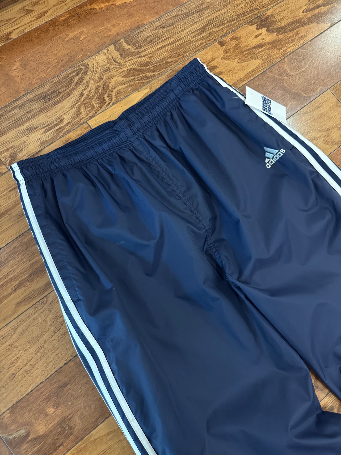 90s Adidas Navy Cuffed Track Pants (XL)