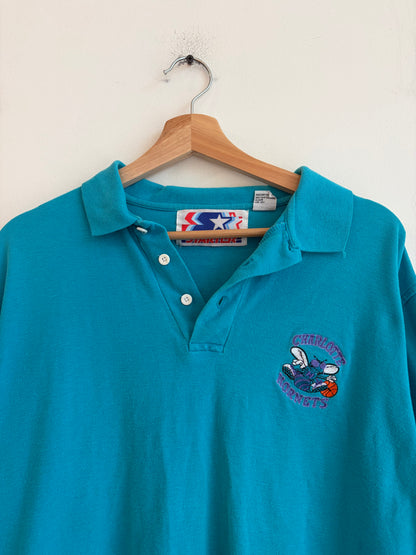 90s Charlotte Hornets Vintage Starter Boxy Polo Shirt (M)