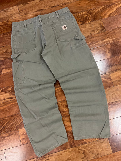 00s Carhartt Olive Green Carpenter Pants (35 x 30)