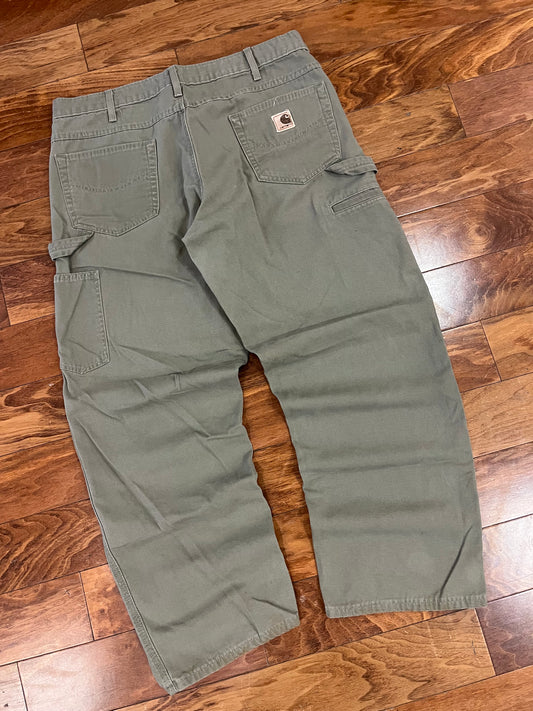 00s Carhartt Olive Green Carpenter Pants (35 x 30)