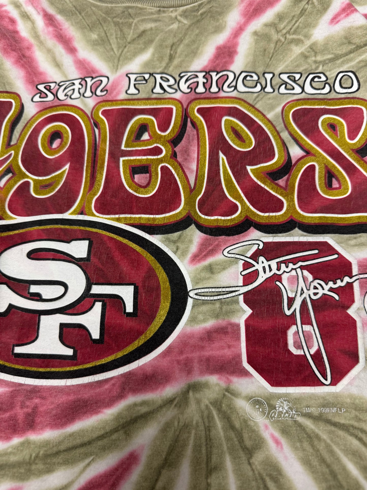 1999 San Francisco 49ers Steve Young #8 Tie Dye Tee (XL)